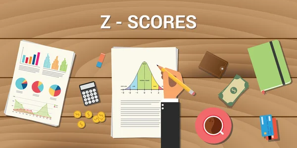 Z-score grafico interattivo curva di distribuzione normale calcolare il calcolo — Vettoriale Stock