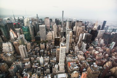 Manhattan siluetinin güzel havadan görünümü