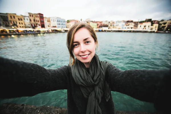Selfie de viaje femenino en Venecia —  Fotos de Stock