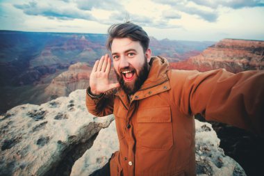 Büyük Kanyon, insanın Selfie fotoğraf
