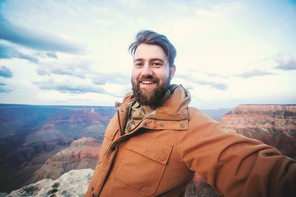 Selfie foto av Man på Grand Canyon — Stockfoto