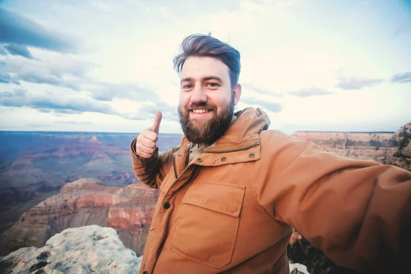 Selfie foto de Homem no Grand Canyon — Fotografia de Stock