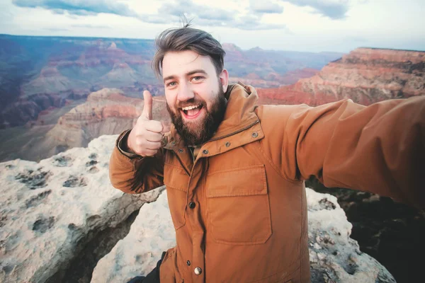 Selfie foto de Homem no Grand Canyon — Fotografia de Stock