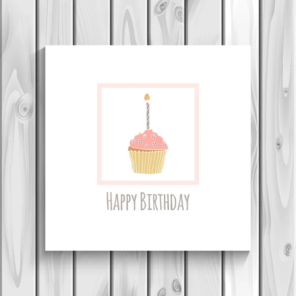Tarjeta de cumpleaños feliz con cupcake . — Vector de stock