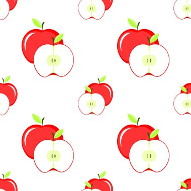 Kırmızı elma yaprak ile dilimlenmiş