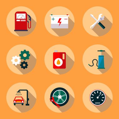 otomatik onarım düz stil Icons set