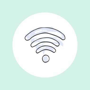 Kablosuz simgesi. Elle çizilmiş illüstrasyon.