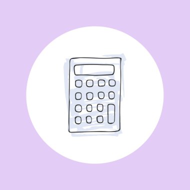 Hesap makinesi simge. Elle çizilmiş illüstrasyon.