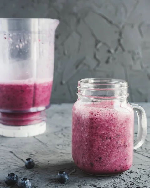 Blueberry Smoothie Drinking Glass Healthy Detox Drink Rich Vitamins Antioxidants — Stock Photo, Image