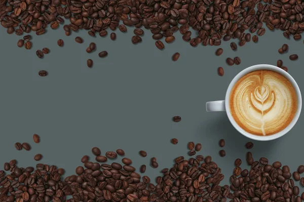 Heißer Kaffee Cappuccino Mit Bohnen Isoliert — Stockfoto