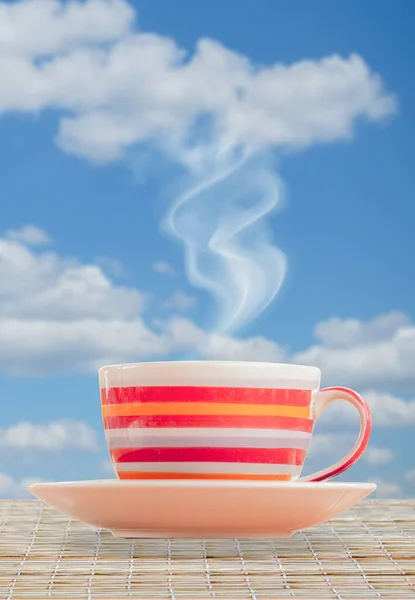 Imagen Cerca Taza Café Con Vapor — Foto de Stock