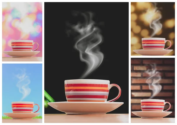 Набор Изображений Чашкой Горячего Кофе — стоковое фото
