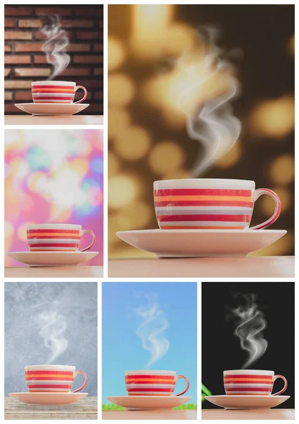 Set Images Hot Coffee Cup — Stock Photo, Image