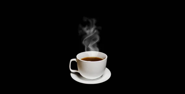 Forró Tea Csésze Fekete Háttér — Stock Fotó