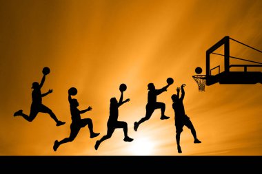 Profesyonel bir basketbolcunun silüeti.