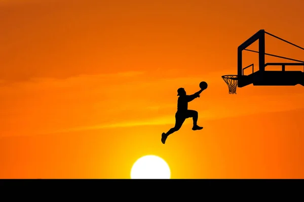 Immagine Silhouette Giocatore Basket Professionista — Foto Stock