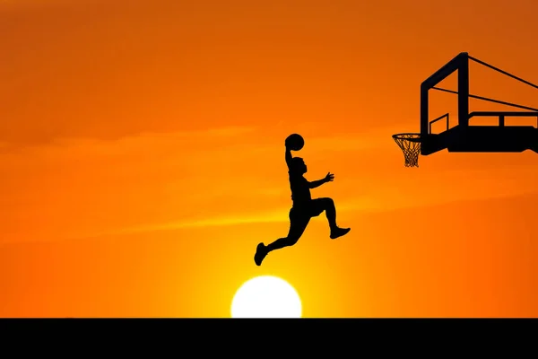 Silhouette Image Professional Basketball Player — Stock Photo, Image