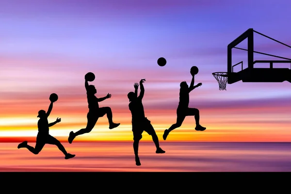 Silhouette Eines Professionellen Basketballspielers — Stockfoto