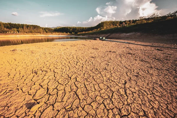 Sequía Las Zonas Rurales Los Niveles Agua Bajan Lluvia Cae — Foto de Stock