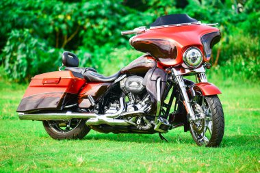 Güzel bir renk Harley Davidson motosikleti Çok güzel park edilmiş