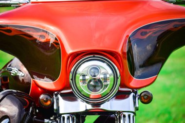 Güzel renkli Harley Davidson motosiklet parçaları, 7 Eylül 2019, Tayland.