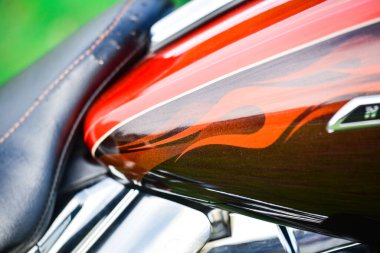 Güzel renkli Harley Davidson motosiklet parçaları, 7 Eylül 2019, Tayland.