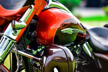 Güzel renkli Harley Davidson motosiklet parçaları, 7 Eylül 2019, Tayland.