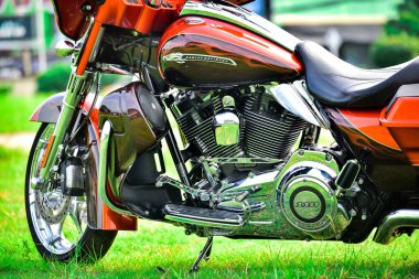 Güzel renkli Harley Davidson motosiklet parçaları, 7 Eylül 2019, Tayland.