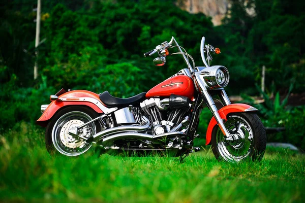 Cor Bonita Motocicleta Harley Davidson Estacionada Lindamente Setembro 2019 Tailândia — Fotografia de Stock
