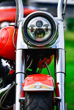 Güzel renkli Harley Davidson motosiklet parçaları, 7 Eylül 2019, Tayland.