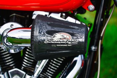 Güzel renkli Harley Davidson motosiklet parçaları, 7 Eylül 2019, Tayland.