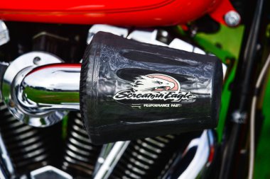 Güzel renkli Harley Davidson motosiklet parçaları, 7 Eylül 2019, Tayland.