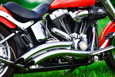 Güzel renkli Harley Davidson motosiklet parçaları, 7 Eylül 2019, Tayland.