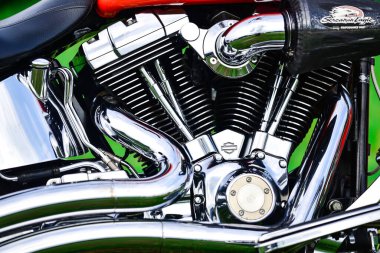 Güzel renkli Harley Davidson motosiklet parçaları, 7 Eylül 2019, Tayland.