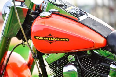 Güzel renkli Harley Davidson motosiklet parçaları, 7 Eylül 2019, Tayland.