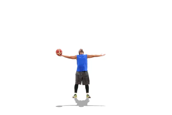 Basketballspieler Auf Farbigem Hintergrund — Stockfoto