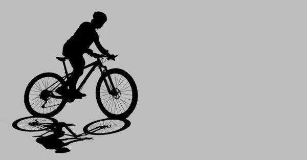 Silhouet Van Een Man Die Een Fiets Berijdt Trainen Een — Stockfoto