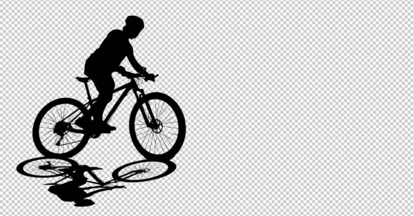 Sylwetka Mężczyzny Jeżdżącego Rowerze Ćwiczeń Kolorowym Tle Ścieżką Wycinania — Zdjęcie stockowe