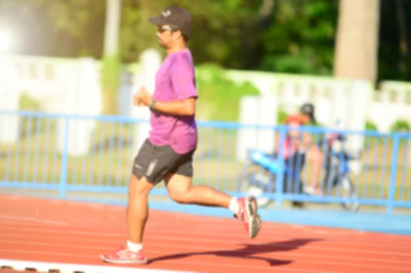 Blurred Lens Runner Training Track Male Runner Training — Stock Photo, Image