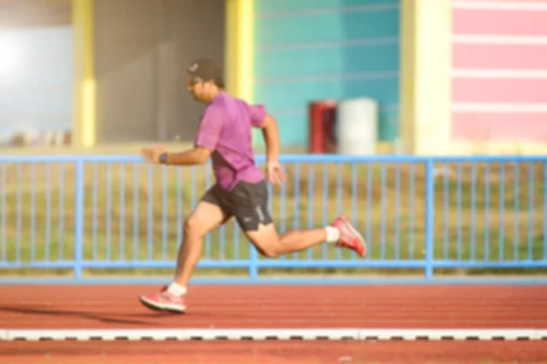 Blurred Lens Runner Training Track Male Runner Training — Stock Photo, Image
