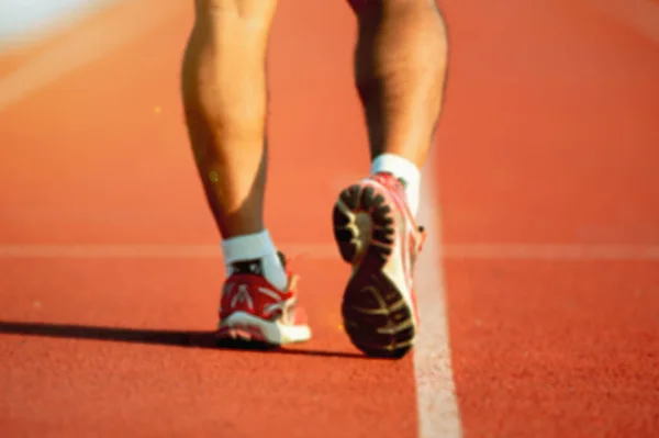 Blurred Lens Runner Training Hard Hot Track Male Runner Training — Stock Photo, Image