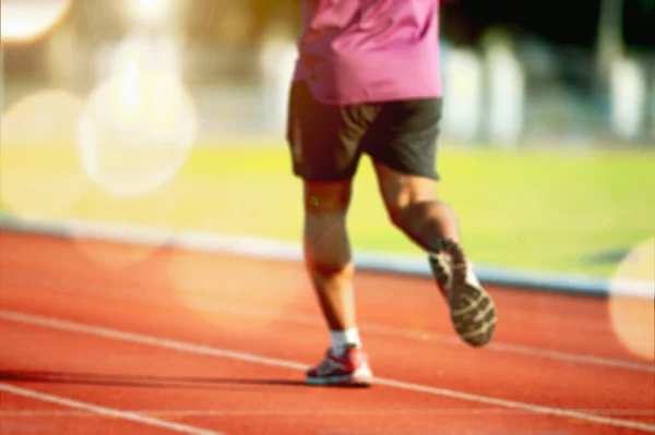 Blurred Lens Runner Training Hard Hot Track Male Runner Training — Stock Photo, Image