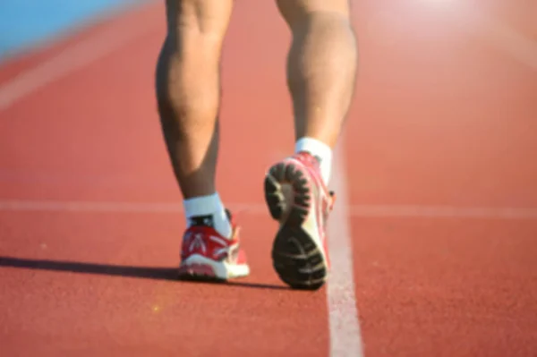 Blurred Lens Runner Training Track Male Runner Training — Stock Photo, Image