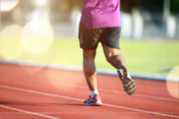 Blurred Lens Runner Training Track Male Runner Training — Stock Photo, Image