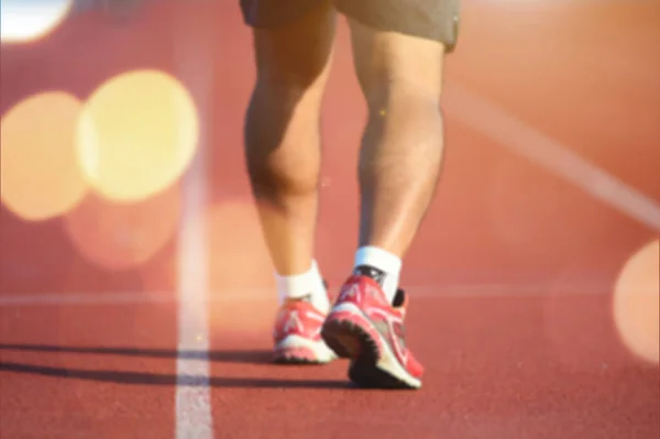 Blurred Lens Runner Training Track Male Runner Training — Stock Photo, Image