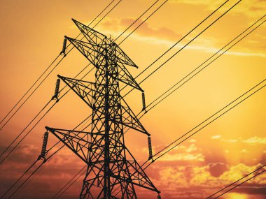 Yüksek voltaj direklerinden ve elektrik hatlarından oluşan siluetler karmaşık bir çelik yapıya sahiptir. Güçlü ve dayanıklıdır..