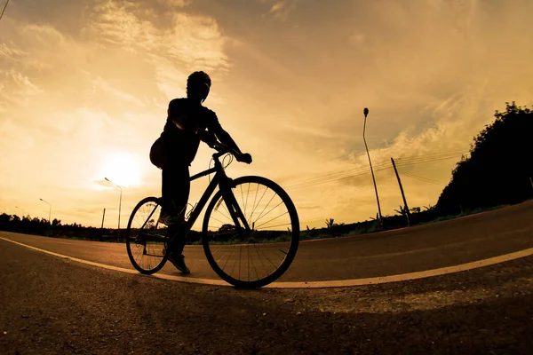 Abends Wird Auf Fahrrädern Trainiert Sport Der Natur Hintergrund Das — Stockfoto