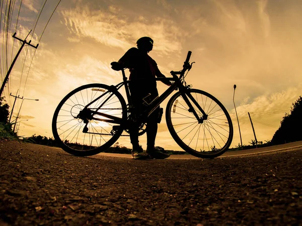 Abends Wird Auf Fahrrädern Trainiert Sport Der Natur Hintergrund Das — Stockfoto