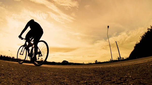 Abends Wird Auf Fahrrädern Trainiert Sport Der Natur Hintergrund Das — Stockfoto