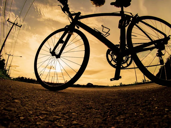 Abends Wird Auf Fahrrädern Trainiert Sport Der Natur Hintergrund Das — Stockfoto